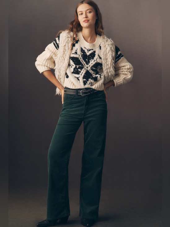 Pilcro Denim - Austyn Green Corduroy 32 Anthropologie High Rise Wide Leg Jeans Pants New $158